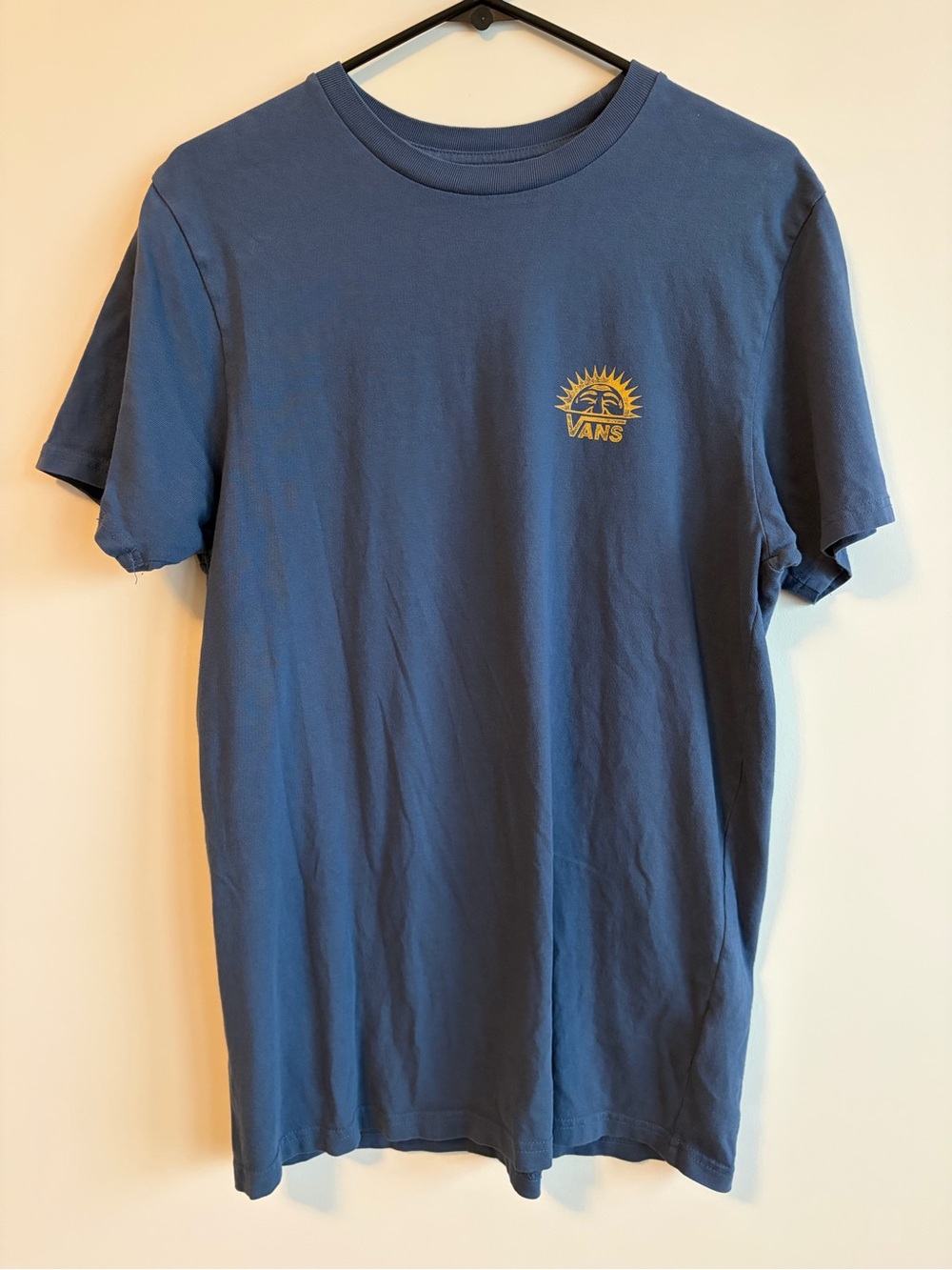 Vans Navy T-Shirt with Yellow Sun Logo Slim Fit Medium